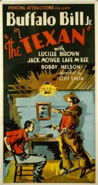 t184 TEXAN linen three-sheet movie poster '32 Wilsey as Buffalo Bill Jr!