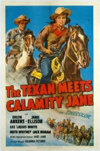 t203 TEXAN MEETS CALAMITY JANE linen one-sheet movie poster '50 Evelyn Ankers