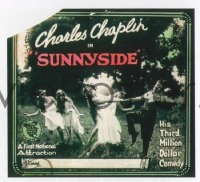VHP7 132 SUNNYSIDE glass lantern coming attraction slide '19 Charlie Chaplin