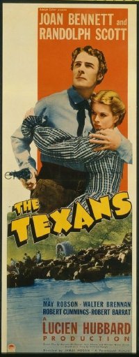 t194 TEXANS insert movie poster '38 Randolph Scott, Joan Bennett