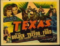 t438 TEXAS half-sheet movie poster '41 William Holden, Claire Trevor