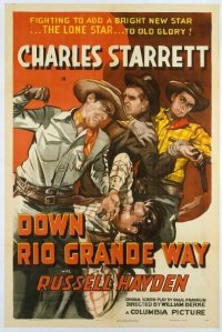 t449 DOWN RIO GRANDE WAY linen one-sheet movie poster '42 Charles Starrett