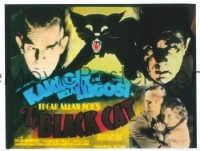 VHP7 112 BLACK CAT glass lantern coming attraction slide '34 Karloff, Bela Lugosi