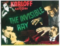 VHP7 114 INVISIBLE RAY glass lantern coming attraction slide '36 Karloff, Bela Lugosi