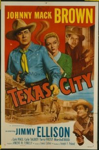 t032 TEXAS CITY linen one-sheet movie poster '52 Johnny Mack Brown, Ellison