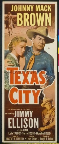 t031 TEXAS CITY insert movie poster '52 Johnny Mack Brown, Lois Hall