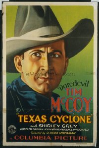 JW 016 TEXAS CYCLONE linen one-sheet movie poster '32 Daredevil Tim McCoy
