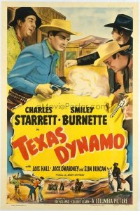 t040 TEXAS DYNAMO linen one-sheet movie poster '50 Charles Starrett, Smiley