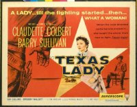t079 TEXAS LADY style A half-sheet movie poster '55 Claudette Colbert