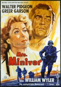 #254 MRS MINIVER German movie poster '60 Greer Garson, Walter Pidgeon!