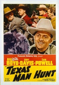 t037 TEXAS MAN HUNT linen one-sheet movie poster '42 Cowboy Rambler Boyd!