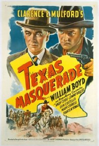 t034 TEXAS MASQUERADE linen one-sheet movie poster '44 Hopalong Cassidy