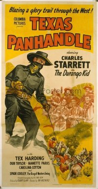 t082 TEXAS PANHANDLE linen three-sheet movie poster '45 Starrett, Durango Kid