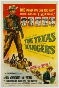 t383 TEXAS RANGERS linen one-sheet movie poster '51 George Montgomery