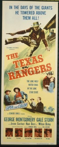 t381 TEXAS RANGERS insert movie poster '51 George Montgomery