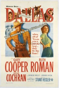 t485 DALLAS linen one-sheet movie poster '50 Gary Cooper, Ruth Roman