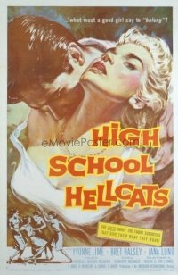 #336 HIGH SCHOOL HELLCATS one-sheet movie poster '58 best AIP bad girl!!