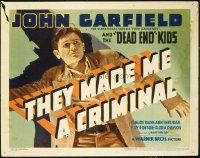 1351 THEY MADE ME A CRIMINAL title lobby card '39 cool Garfield image!