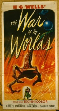 #309 WAR OF THE WORLDS three-sheet movie poster '53 classic sci-fi image!!