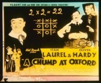 VHP7 179 CHUMP AT OXFORD glass lantern coming attraction slide '40 Laurel & Hardy