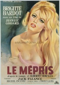 v228 LE MEPRIS linen French 22x31 '63 Godard, Bardot