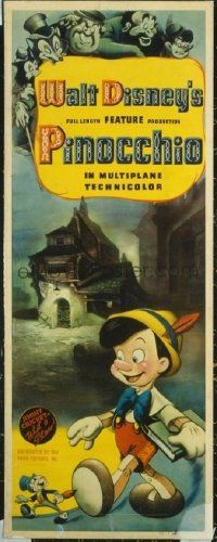 VHP7 052 PINOCCHIO insert movie poster '40 rare size, great image!