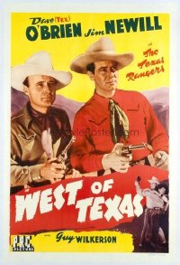 t354 WEST OF TEXAS linen one-sheet movie poster '43 The Texas Rangers!
