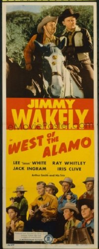 t091 WEST OF THE ALAMO insert movie poster '46 Jimmy Wakely, Lasses