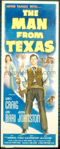 t336 MAN FROM TEXAS insert movie poster '48 James Craig, Lynn Bari