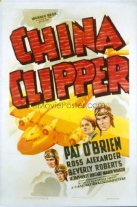 1026 CHINA CLIPPER linenbacked one-sheet movie poster '36 Pat O'Brien, early Bogart