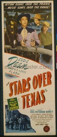 t458 STARS OVER TEXAS insert movie poster '46 Eddie Dean & Flash!