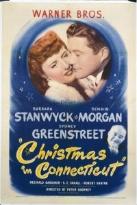 1027 CHRISTMAS IN CONNECTICUT linenbacked one-sheet movie poster '45 Stanwyck