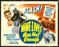 1274 NINE LIVES ARE NOT ENOUGH title lobby card '41 best Ronald Reagan!