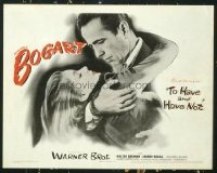 1356 TO HAVE & HAVE NOT title lobby card '44 Bogart hugs Lauren Bacall!