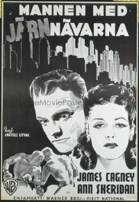 3010 CITY FOR CONQUEST Swedish movie poster '40 James Cagney, Sheridan