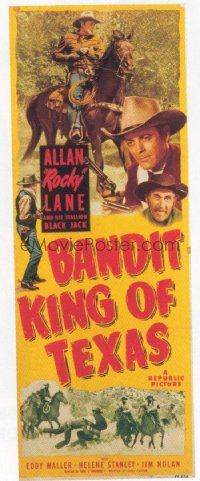t360 BANDIT KING OF TEXAS insert movie poster '49 Allan Rocky Lane