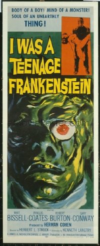 VHP7 400 I WAS A TEENAGE FRANKENSTEIN insert movie poster '57 great image!