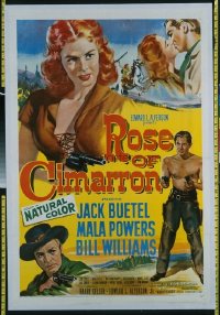 t317 ROSE OF CIMARRON linen one-sheet movie poster '52 Jack Buetel, Powers
