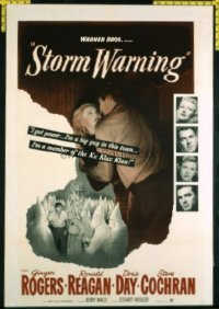 1602 STORM WARNING one-sheet movie poster '51 Ginger Rogers, Ronald Reagan