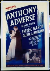 1018 ANTHONY ADVERSE linenbacked one-sheet movie poster '36 March, de Havilland