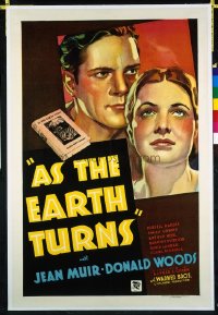 1019 AS THE EARTH TURNS linenbacked one-sheet movie poster '34 produced on litho!