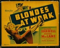 1118 BLONDES AT WORK title lobby card '38 Glenda Farrell NOT working!