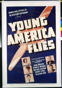 1069 YOUNG AMERICA FLIES linenbacked one-sheet movie poster '40 Jean Parker, Woods