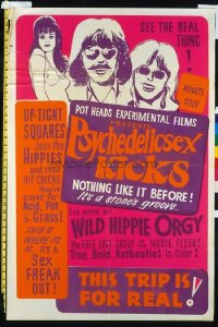 VHP7 454 PSYCHEDELIC SEX KICKS one-sheet movie poster '60s sex & drugs!