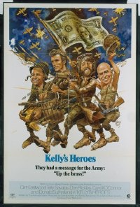 VHP7 506 KELLY'S HEROES 1sh '70 Clint Eastwood, Telly Savalas, Don Rickles, Jack Davis artwork!