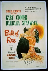 #260 BALL OF FIRE signed 1sh '41 Gary Cooper!