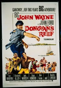JW 303 DONOVAN'S REEF one-sheet movie poster '63 John Wayne throws a punch!