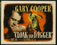 1141 CLOAK & DAGGER title lobby card '46 Gary Cooper, Fritz Lang