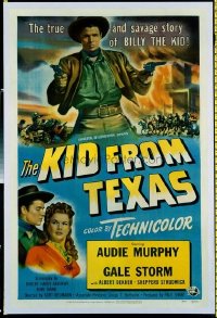 t018 KID FROM TEXAS linen one-sheet movie poster '49 Audie Murphy, Gale Storm