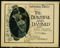 1116 BEAUTIFUL & THE DAMNED title lobby card '22 Marie Prevost